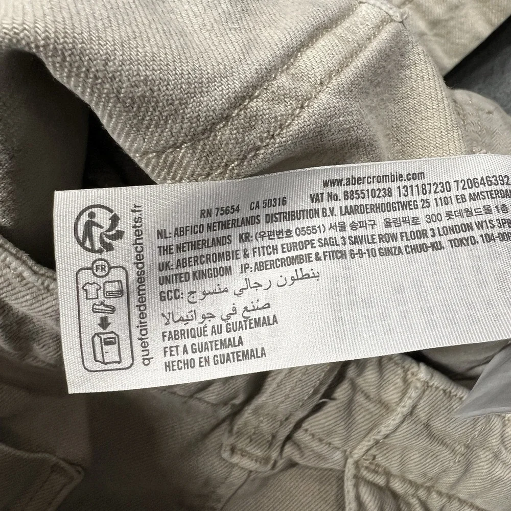 Abercrombie & Fitch Jeans Mens 34x32 Tan A&F Lightweight Jean Loose Baggy Denim